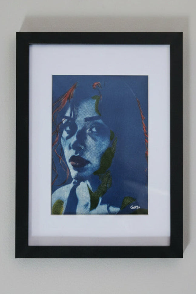 Thoughtful Woman in Cyanotype